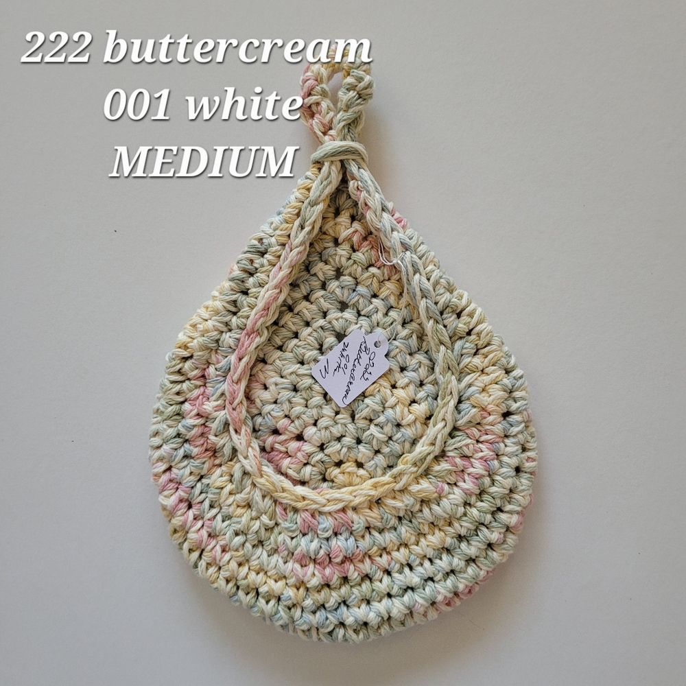 MEDIUM 222 BUTTERCREAM 001 WHITE HANDMADE CROCHETED  HANGING WALL BASKET 2…